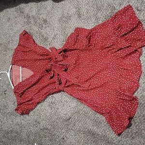 Red and white polka dot dress